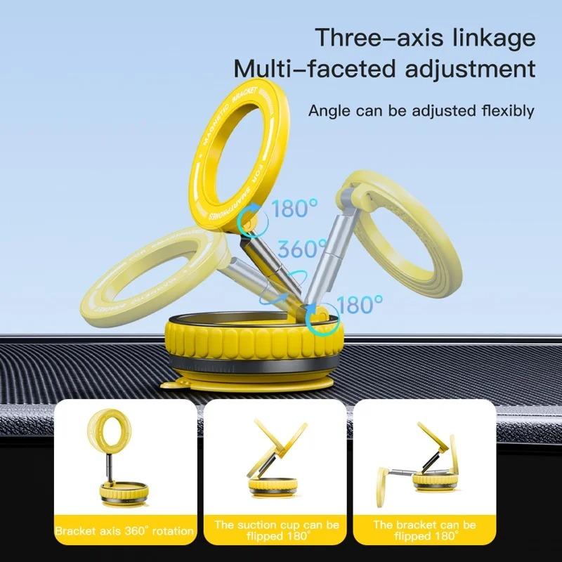 Upgrade Three-axis Flexible Alloy 360° Magnetic Vacuum Adsorption Double-sided Fold Rotating Multi-angle Strong Suction, Stable Holder, Hands Free Automobile, Adjustable Mount for All Phones