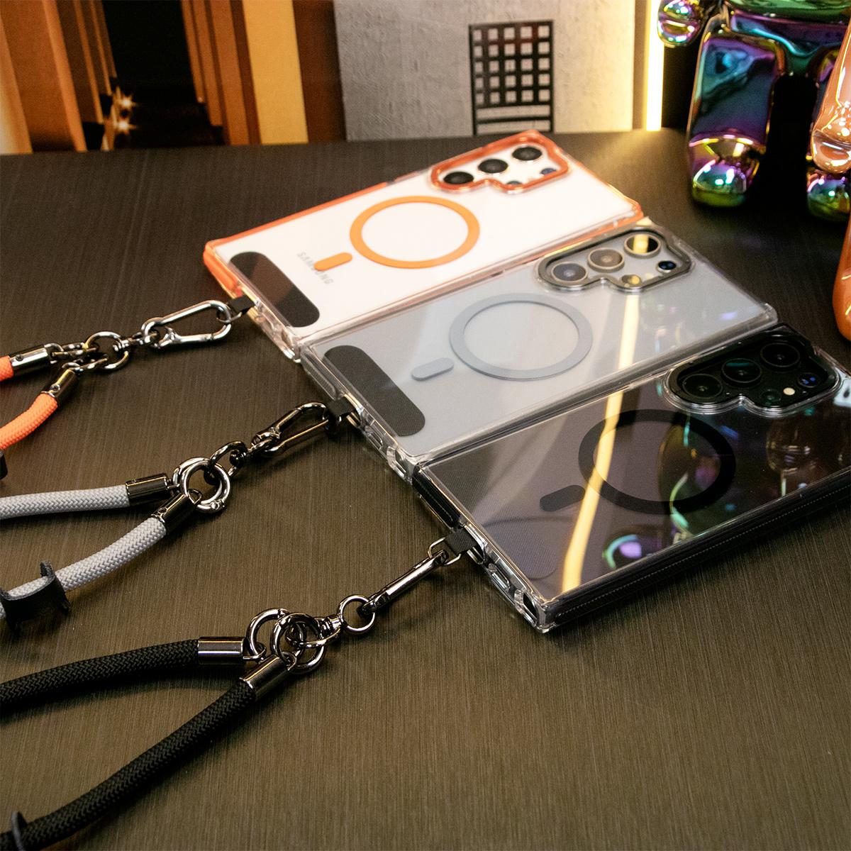 Dual Color Magnetic Clear Shockproof Phone Case For Magsafe Wireless Charging Case With Multifunctional Climbing Rope For Samsung S24 S23 Plus Ultra Clear TPU Acrylic Hard Cover