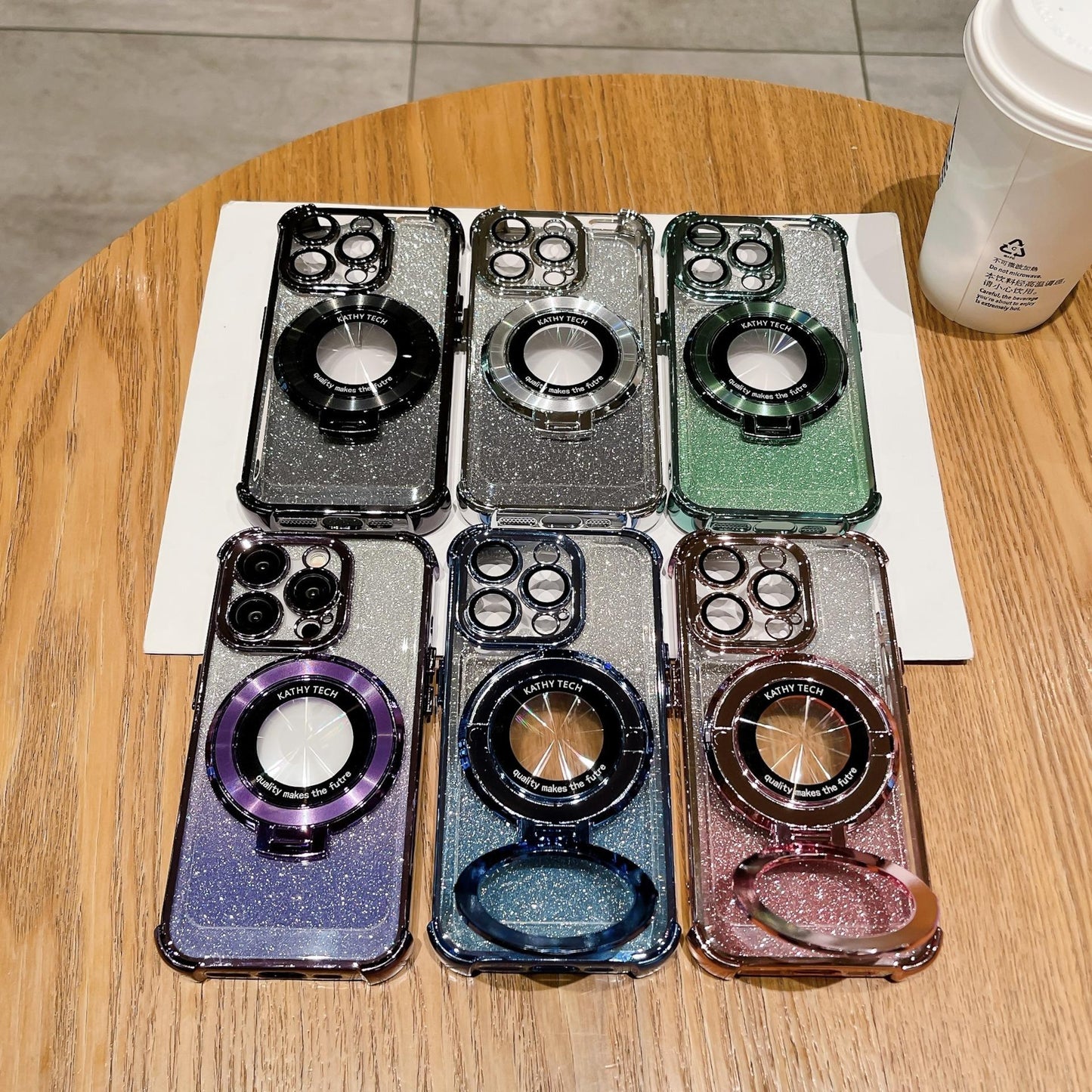 For iPhone 16ProMax 16 15 14 13 Pro Max Phone Case With Magnetic Kickstand, Clear Four Corners Gradient Acrylic Shockproof Hard Anti-Fall Full Cover With Camera Lens Protector