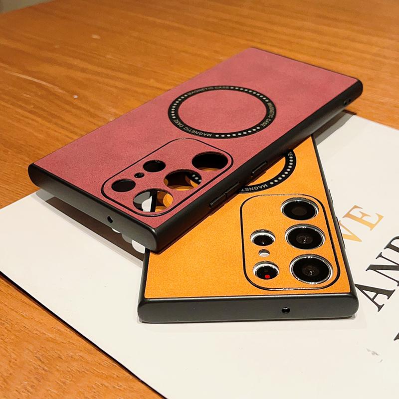 Square Leather Magnetic Case for Samsung Galaxy S22 Plus S21FE Note20 S23 Ultra Shockproof Cover Soft TPU Cases