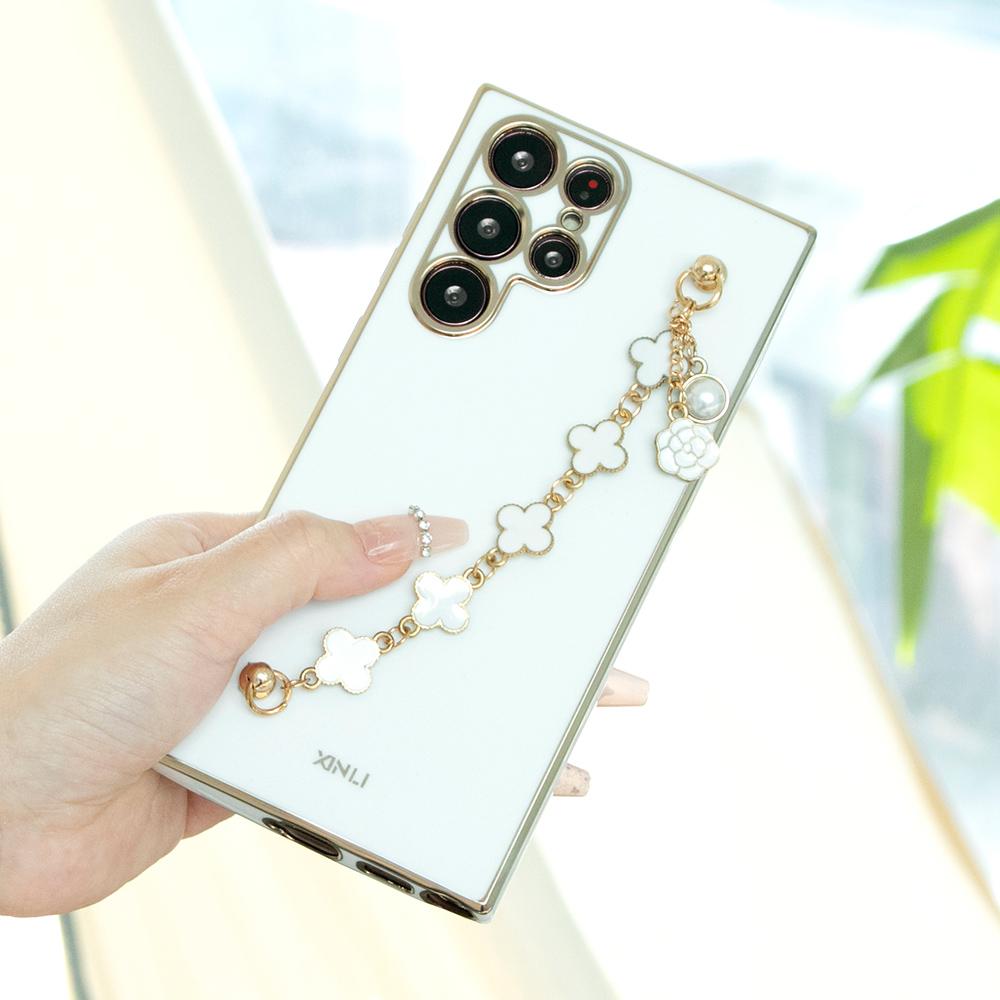 Flower Chain Plating Phone Case For Samsung S25 S24 S23 S22 S21 Note20