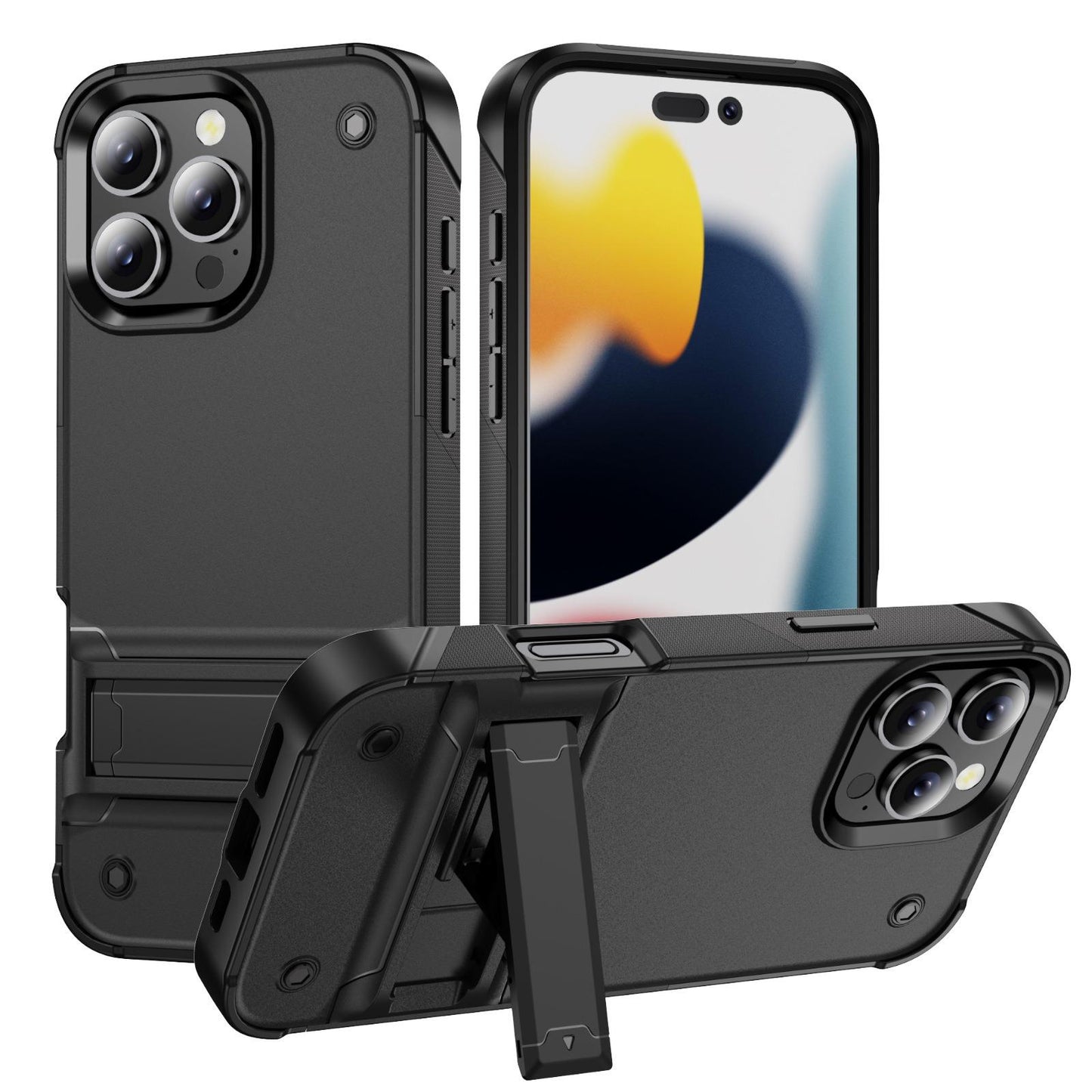 Anti-Dust Fall Heavy Duty Protection Shockproof Phone Case With Kickstand for iPhone 16ProMax 16 15 14 13 12 11 Hard Full Cover