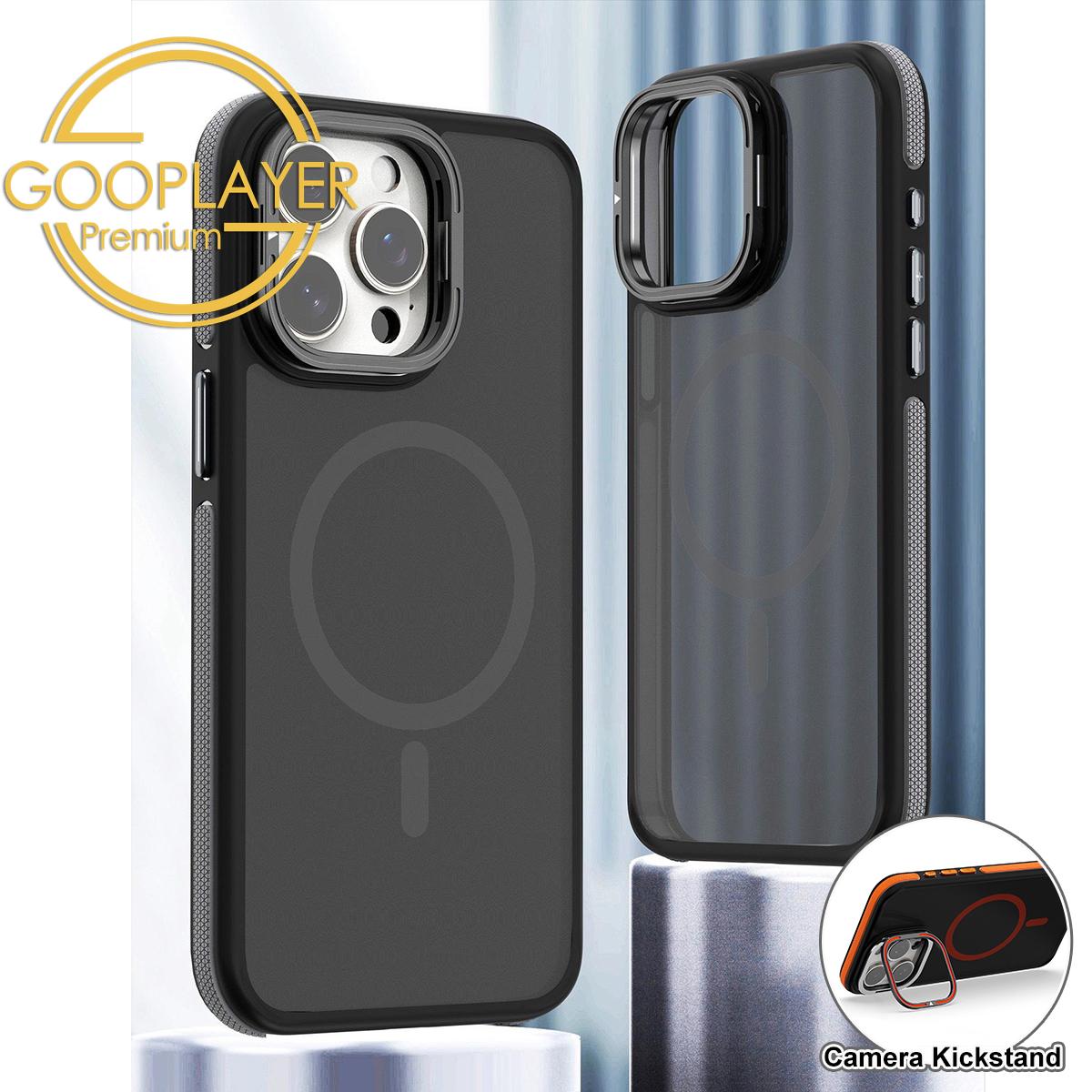 For iPhone 16 15 14 13 12 Pro Max Phone Case, Premium Matte Strong Magnetic Metal Camera Kickstand Acrylic Shockproof for Magsafe Anti-Fall Bumper Hard Full Cover