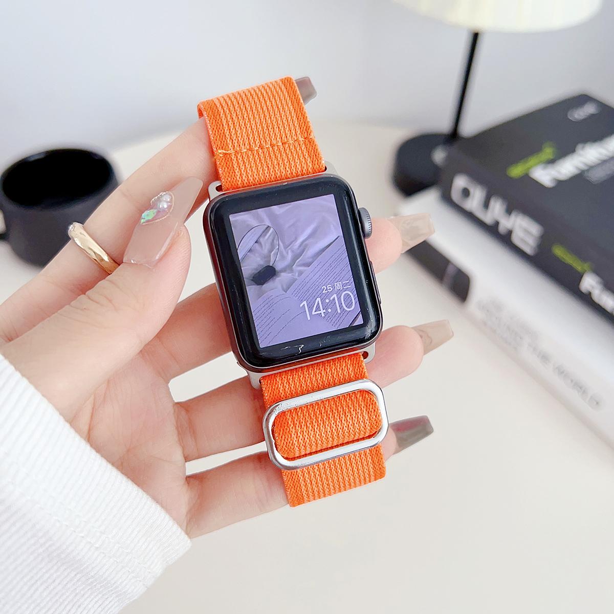 Nylon Woven Elastic Band for Apple Watch 44mm Band 45 42 38 41 Ultra 49mm Link Bracelet for IWatch Series 9 8 7 6 SE 5 4