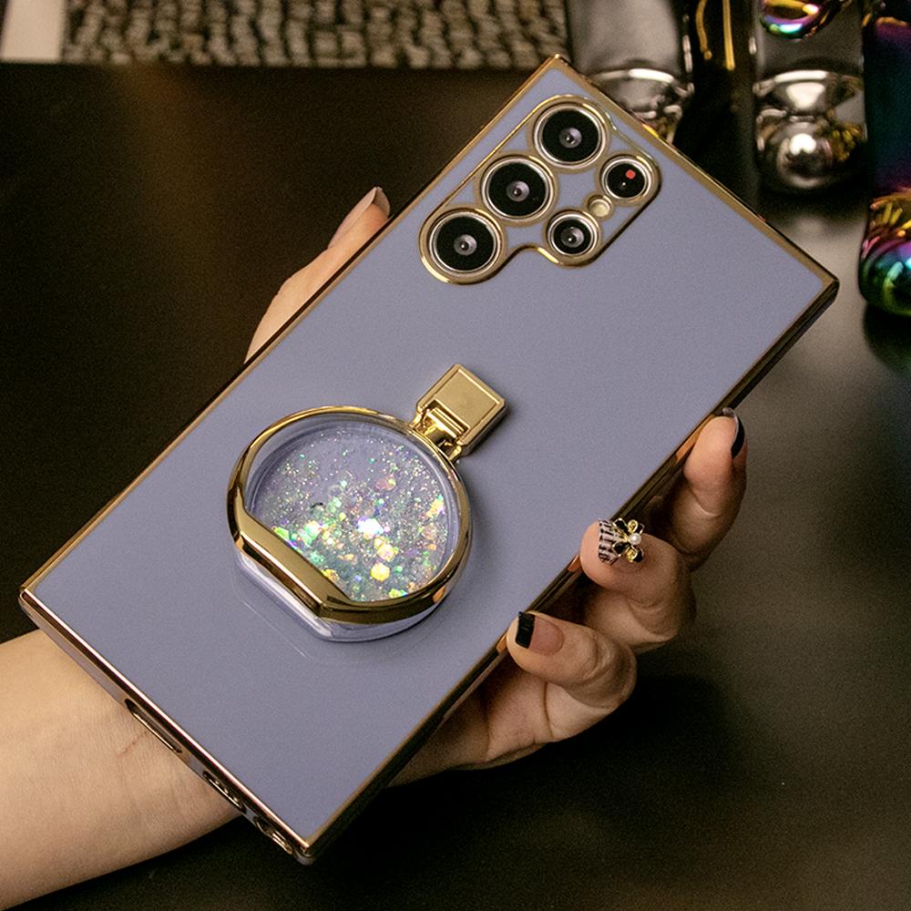Quicksand Perfume Bottle KickStand Plating Phone Case For Samsung S25 S24 S23 S22 S21 Note20