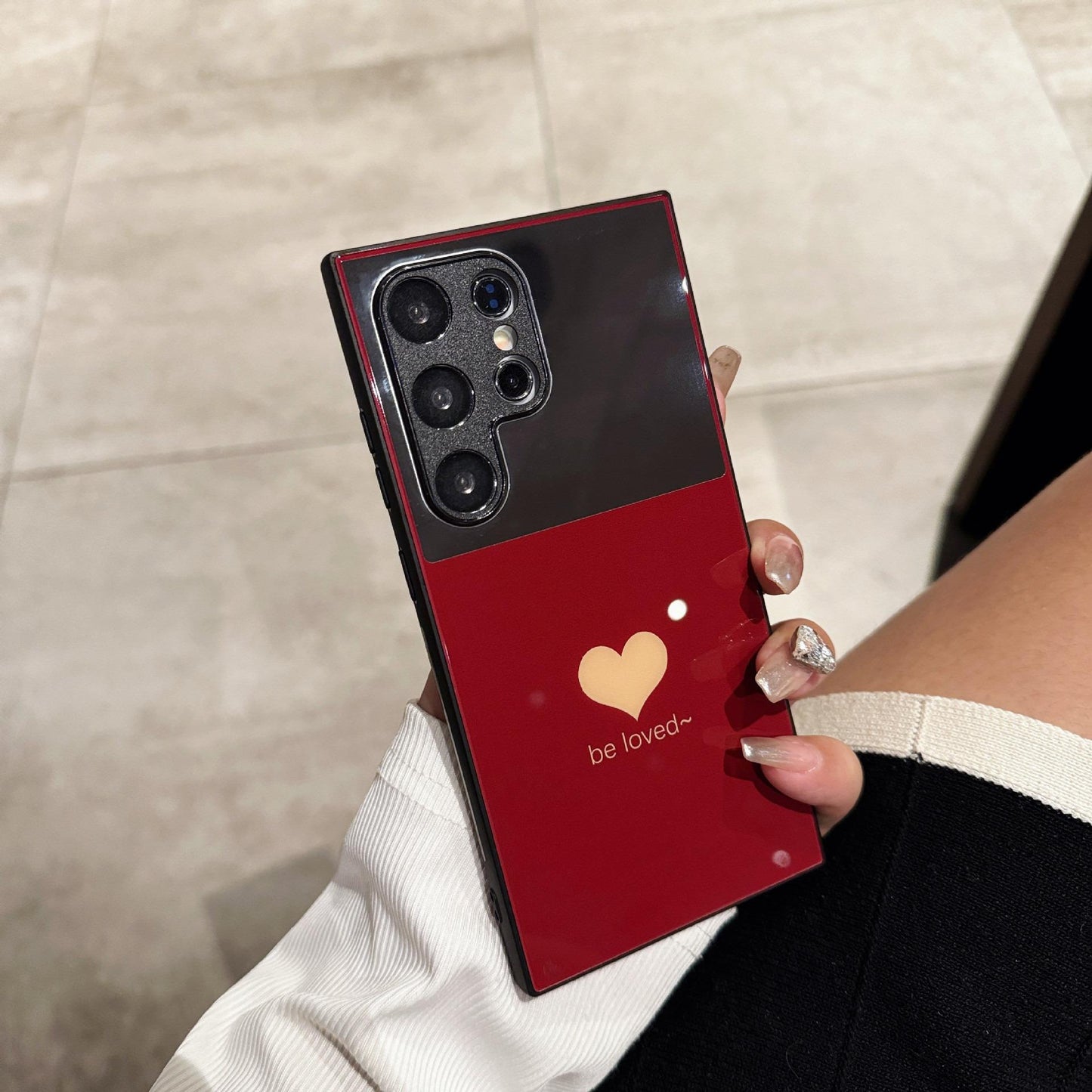 For Samsung S25Ultra S25 S24 S23 S22 S21 Phone Case, Luxury Glitter Mirror Love Heart Plating Acrylic, Camera Protection Hard Full Cover