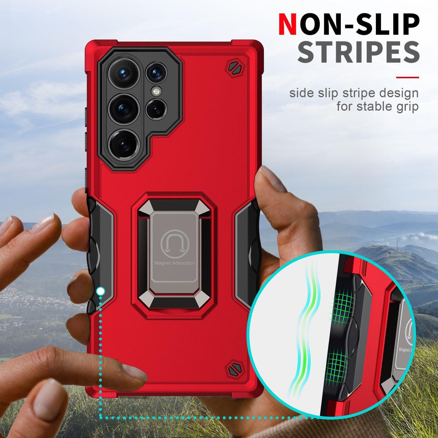 For Samsung S24 S23 S22 S21 FE Ultra Case, Heavy Duty Protection Magnetic Kickstand, Shockproof Case Camera Protection Hard Cover