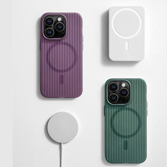 Corrugated Clear Hard Magnetic Back Case Ultra Slim For iPhone 16 15 14 13 Pro Max Aurora Matte Cover