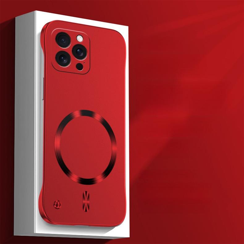 For iPhone 16ProMax 16 15 14 13 Phone Case, Matte Metallic Paint Magnetic PC Frameless Ultra Slim, Full Camera Cover Protection Hard Cover