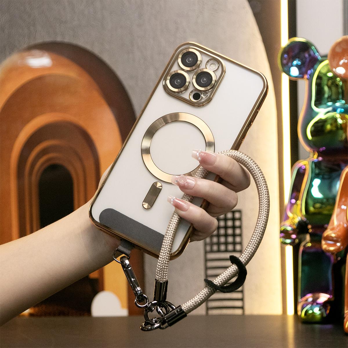 Clear Magnetic Soft Case With Multifunctional Climbing Rope For iPhone 16 15 14 13 12 11 Pro Max