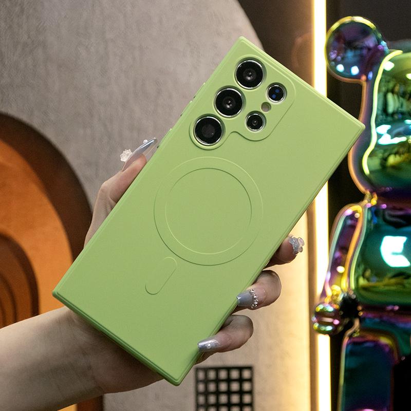 Strong Magnetic Phone Case For Samsung S25Ultra S25 S24 S24FE S22 S23 Ultra A15 A35 A55, Soft Liquid Silicone Shockproof Full Cover With Microfiber Lining