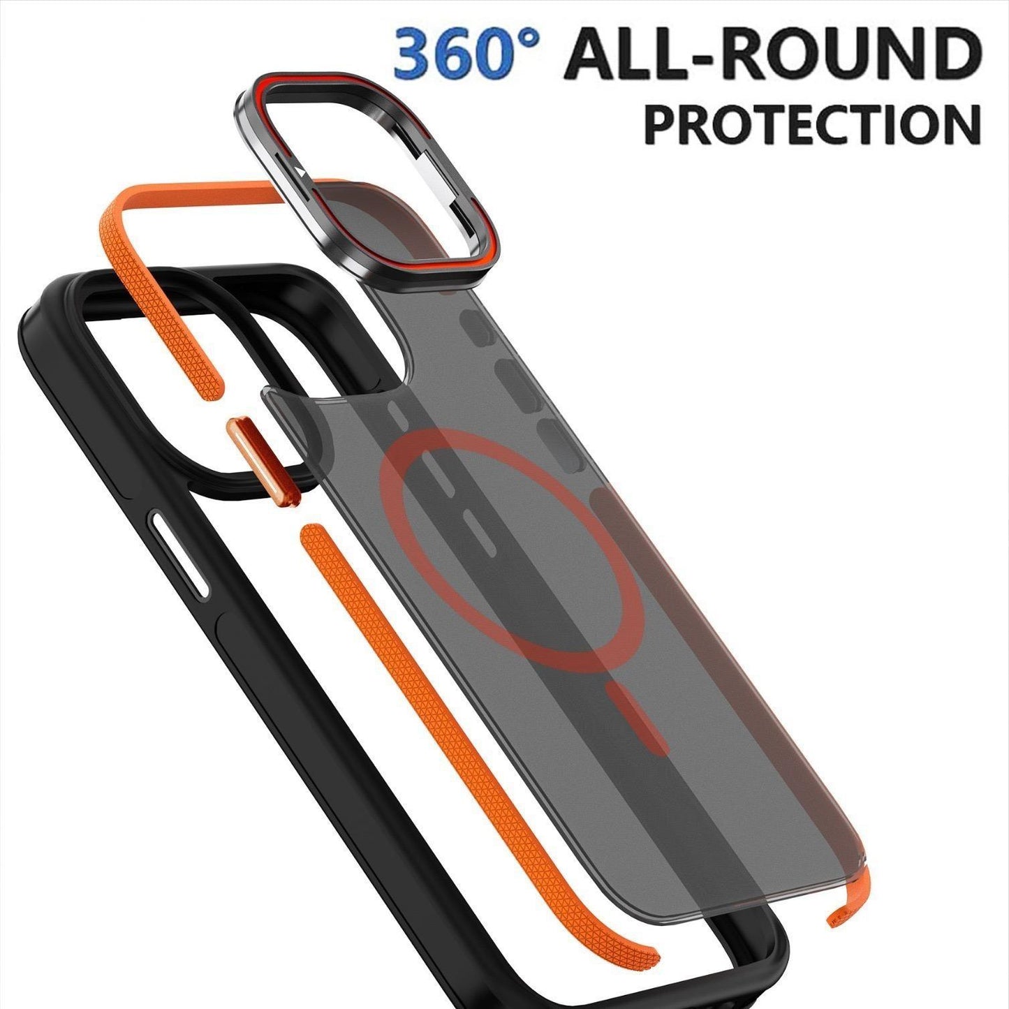 For iPhone 16 15 14 13 12 Pro Max Phone Case, Premium Matte Strong Magnetic Metal Camera Kickstand Acrylic Shockproof for Magsafe Anti-Fall Bumper Hard Full Cover