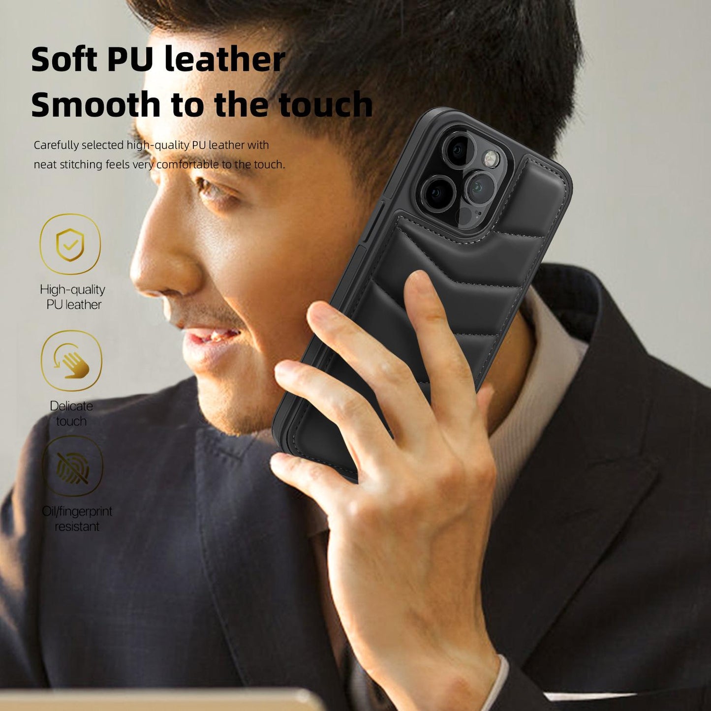 Wave Down Jacket holder Phone Case For iPhone 11 12 13 14 15 Pro Max Plus For Magsafe Wireless charging Shockproof Phone Cover