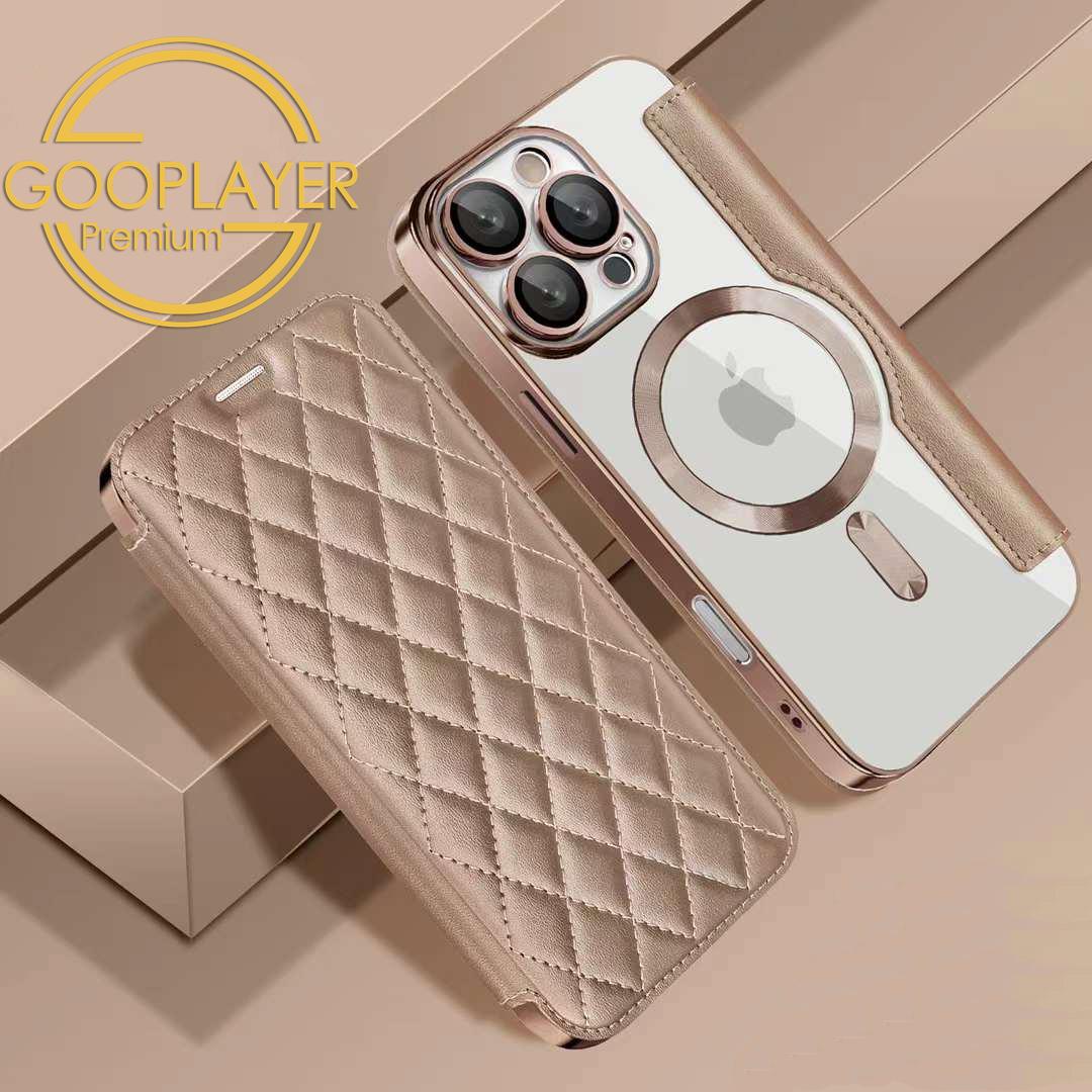 For iPhone 16 15 14 13 Pro Max Phone Case, Luxury Magnetic Suction Flip Business Wallet Card Slot Leather for Magsafe With Lens Film Anti-Fall Full Cover
