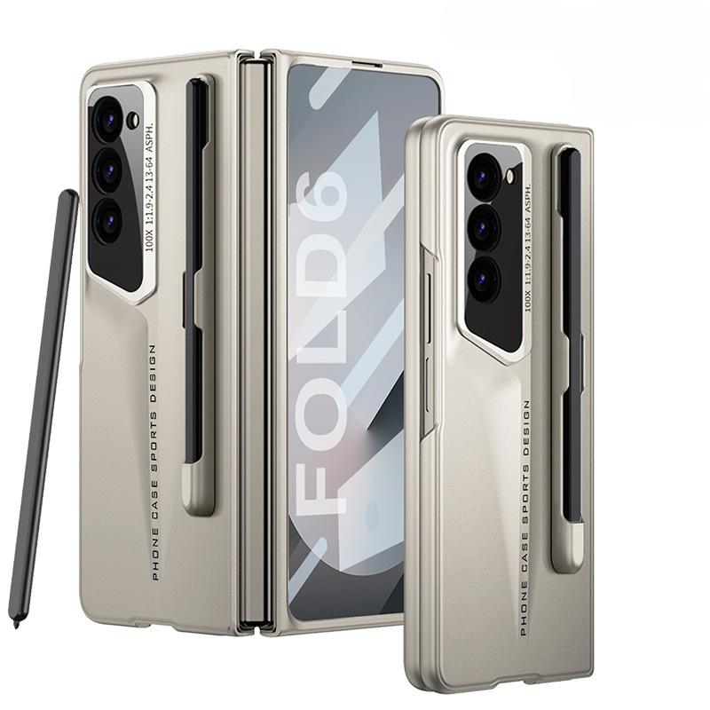 Pour Samsung Z Fold6 Case, Blade Point Men Matte Business Case avec fente pour stylo, étui de téléphone élégant de luxe Protection de l'appareil photo Coque rigide antichoc