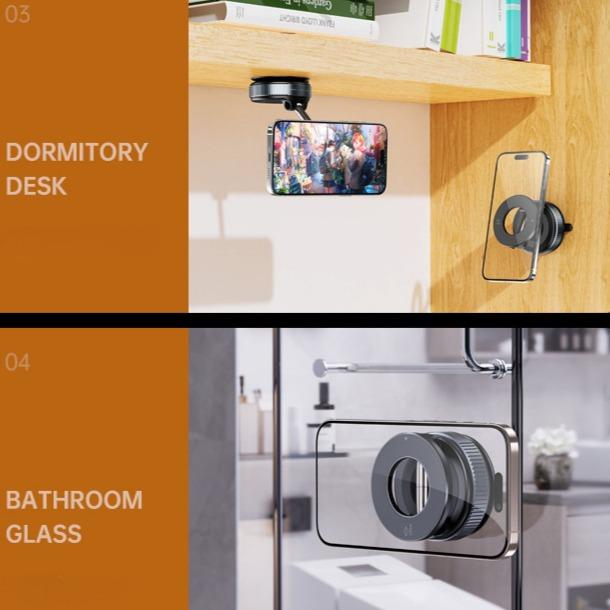 Upgrade Three-axis Flexible Alloy 360° Magnetic Vacuum Adsorption Double-sided Fold Rotating Multi-angle Strong Suction, Stable Holder, Hands Free Automobile, Adjustable Mount for All Phones