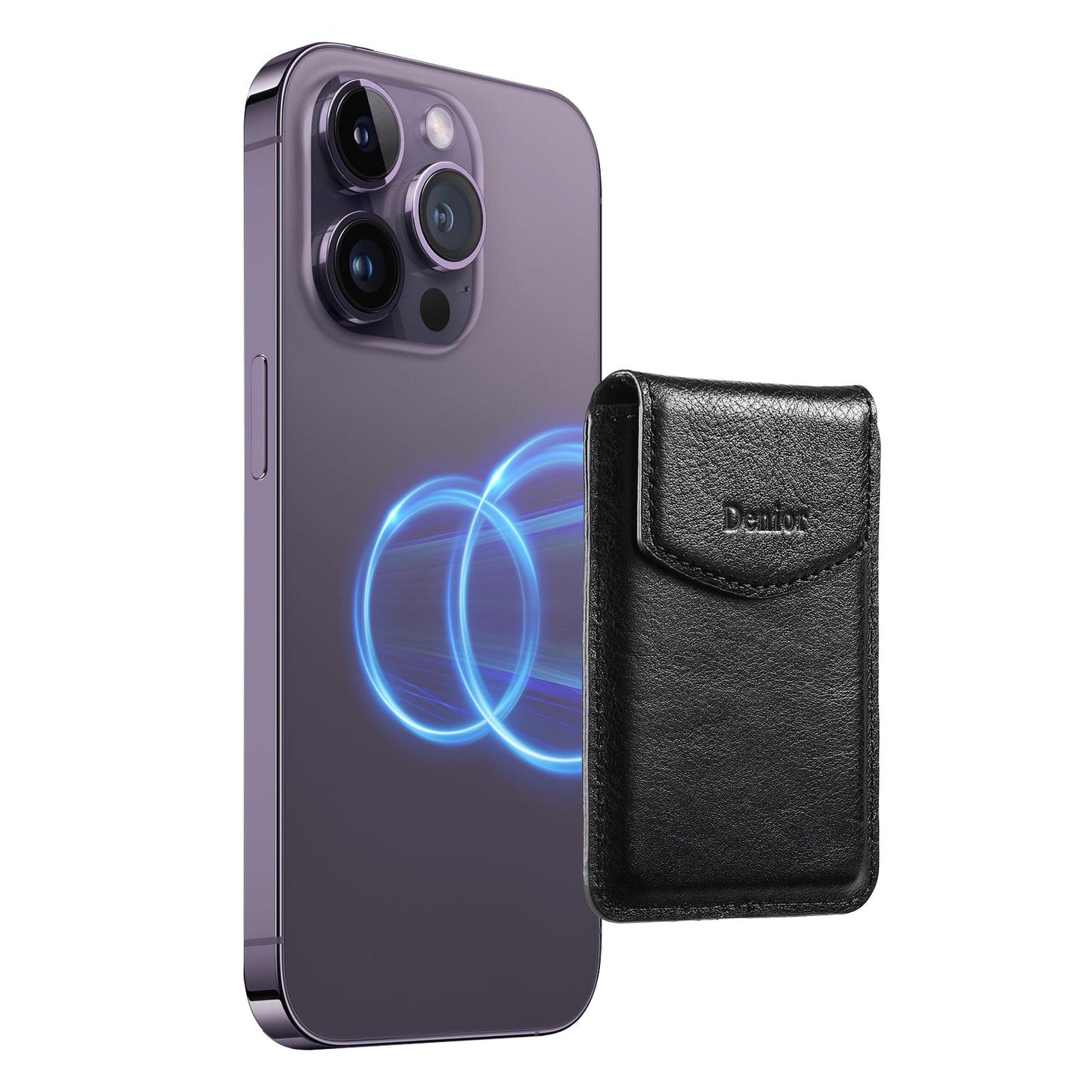 V14 Magnetic Card Pocket for iPhone 16 15 14 13 12 11 Pro Max XS X Case Genuine Leather Wallet Bag ID Holder Stand for Samsung S24 S23 Ultra