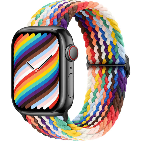 Boucle solo tressée pour bracelet de montre Apple 44 mm 40 mm 49 mm 45 mm 41 mm 38 mm Bracelet en nylon élastique iWatch série 8 3 se 6 7 Ultra