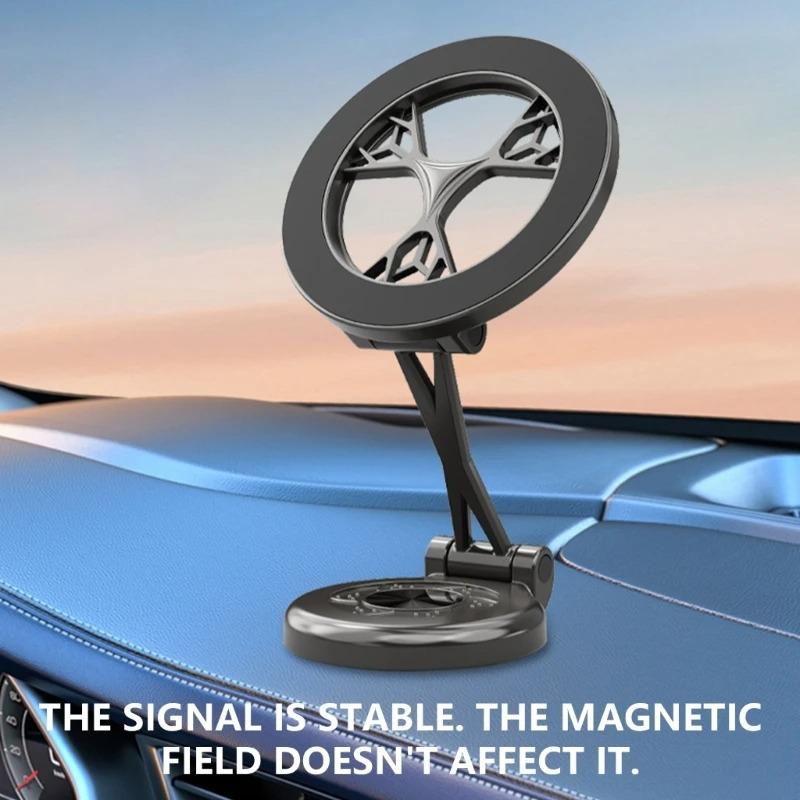 All Metal Strong Magnetic Car Phone Holder for iPhone 16 15 14 13 12 Cellphone Holder 360 Degree Rotating Car Dashboard Mounted Phone Stand