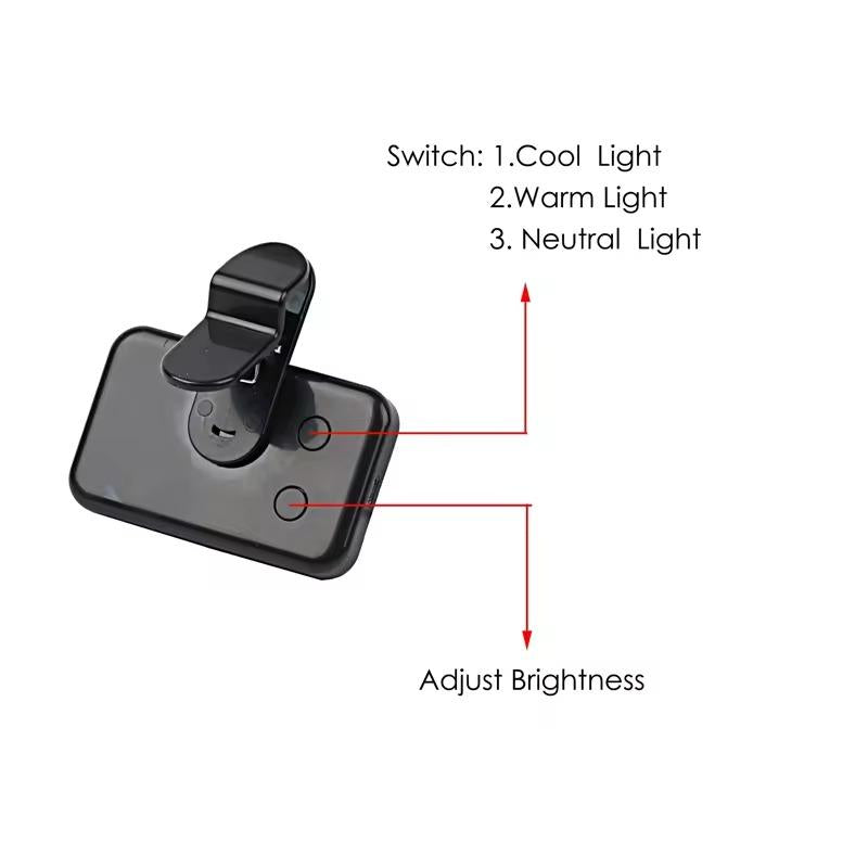 Mini lampe de remplissage portable pour selfie, rechargeable, 3 modes de luminosité réglables, à clipser pour téléphone portable et ordinateur