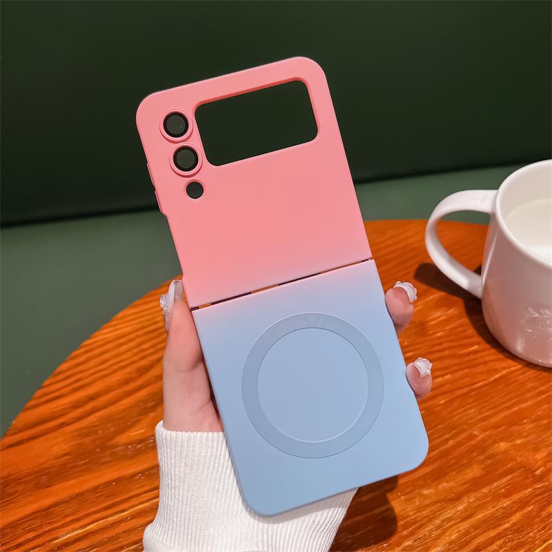 Gradient Color Magnetic Wireless Charging Phone Case For Samsung Galaxy Z Flip 3 4 5 ZFlip6