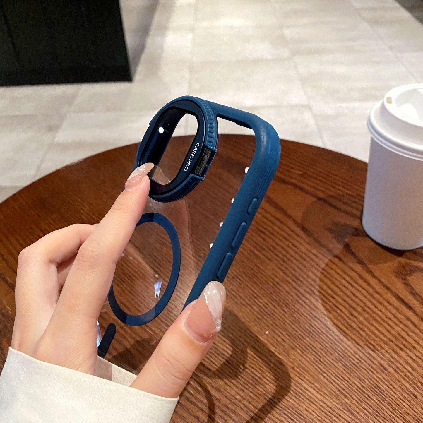For iPhone 16ProMax 15 14 13 12 Pro Max Phone Case With Camera Kickstand, Clear Magnetic Acrylic Built-in Camera Protector Support Wireless Charging Anti-Fall Bumper Hard Full Cover
