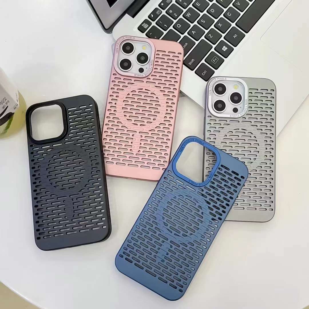 For iPhone 16 15 14 13 12 11 Pro Max Phone Case, Hollow Out Heat Dissipation Magnetic TPU Soft for Magsafe Shockproof Full Cover