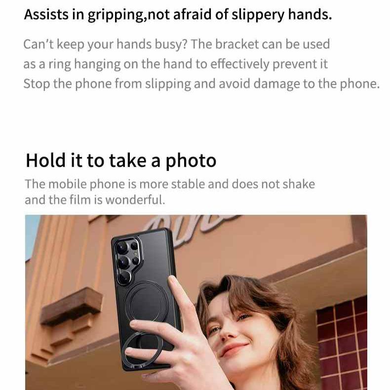 360 Degree Rotation Stand Holder Matte Ultra Clear Strong Shockproof Magnetic Phone Case Wireless Charging For Samsung S25Ultra S25 S24 S24Plus S24Ultra S23Ultra S23