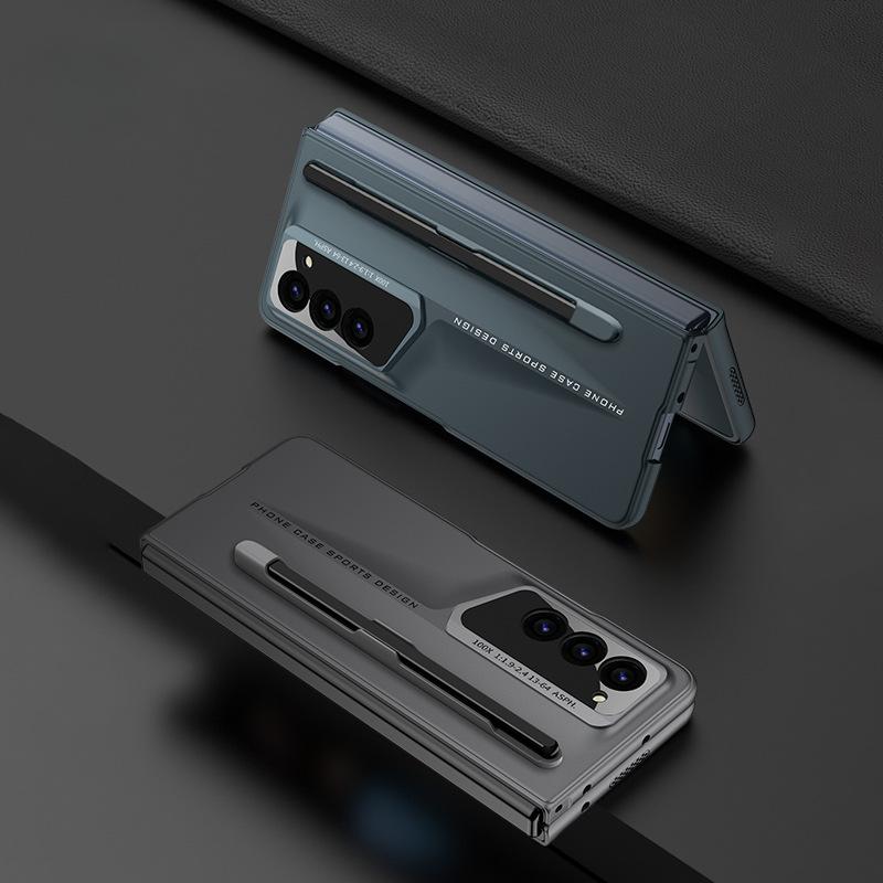 Pour Samsung Z Fold6 Case, Blade Point Men Matte Business Case avec fente pour stylo, étui de téléphone élégant de luxe Protection de l'appareil photo Coque rigide antichoc
