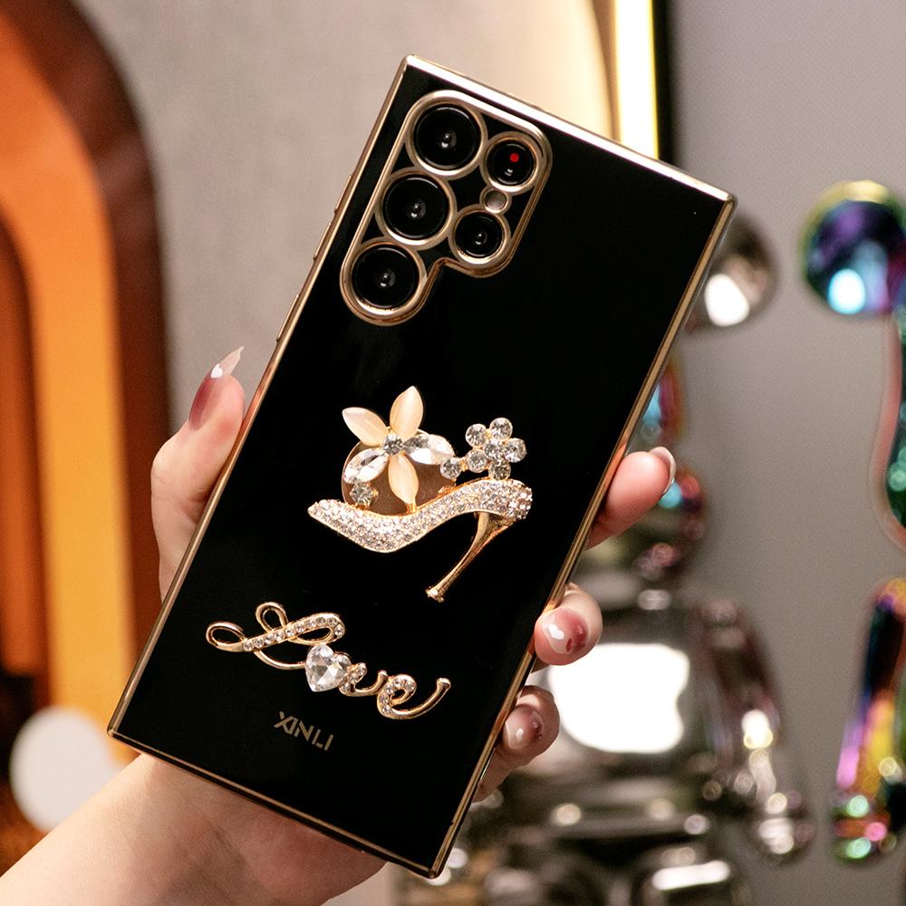 Gold High-heeled Shoes Plating Phone Case for Samsung S24 S23 S22 S21 FE Plus Ultra Note 20