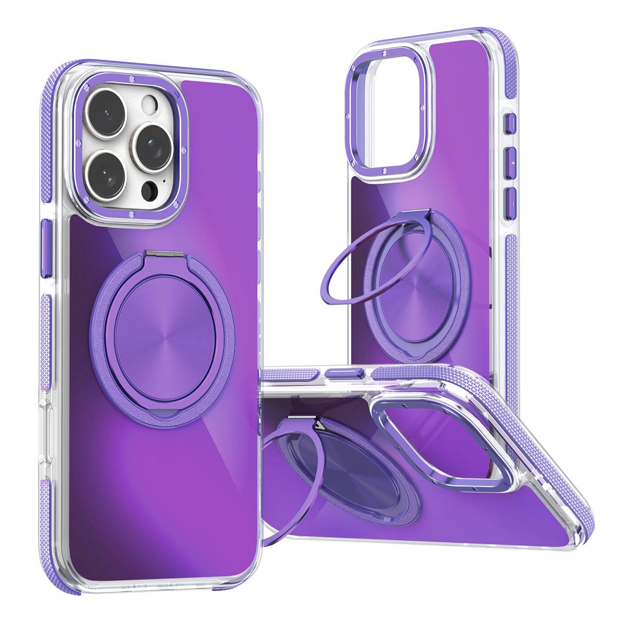 Colorful Color Changing Gear 360 ° Rotating Bracket Phone Case For iPhone 16 15 14 13 12 11 Wireless Charging, Anti Drop And Non-yellowing