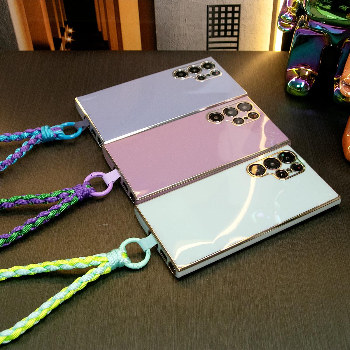 Plating Phone Case With Woven Wristband For Samsung S24 S23 S22 S21 S20 FE Plus Ultra Note 20