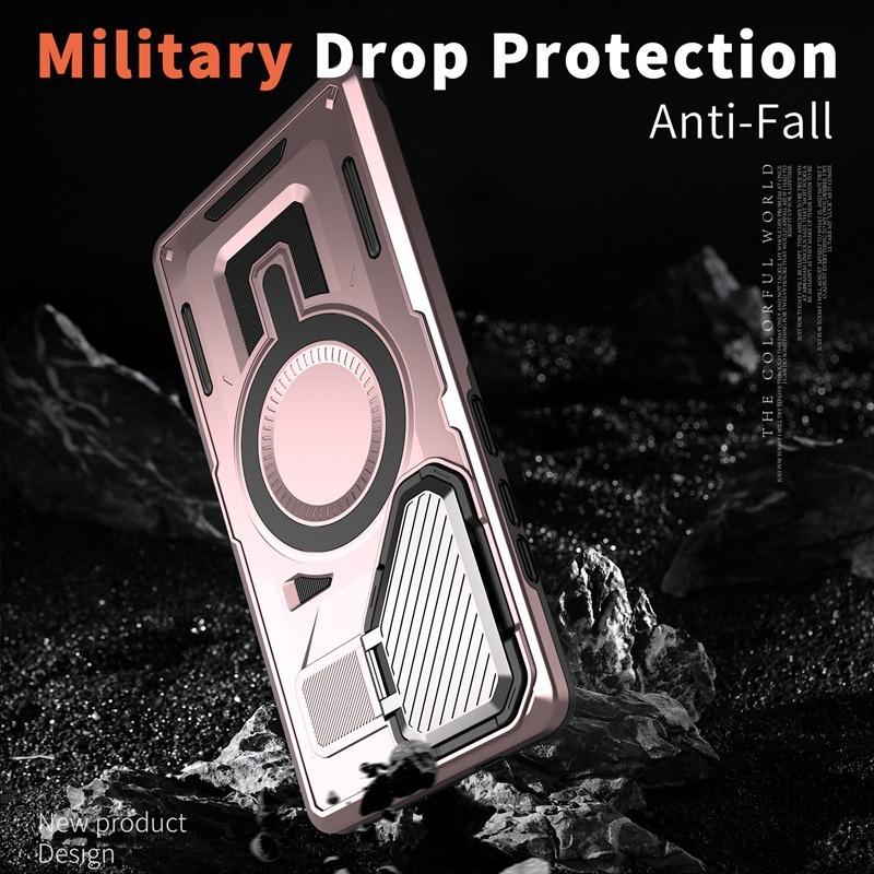 Anti-Dust Anti-Fall Heavy Duty Protection Shockproof Magnetic Phone Case With Camera Kickstand for Samsung S25Ultra S24 S23FE S23 A06 A05 A16 A15 A25 A35 A55 Bumper Matte Hard Cover