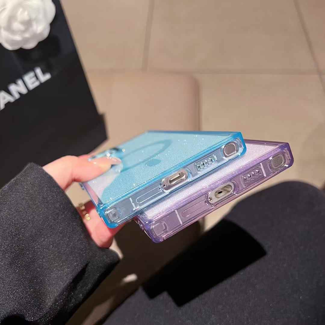 Glitter Transparent Strong Magnetic For Magsafe Phone Case For Samsung S25Ultra S25+ S25 S24Ultra S23FE S23Ultra S24 S23 Metal Frame Shockproof Bumper Acrylic Hard Cover