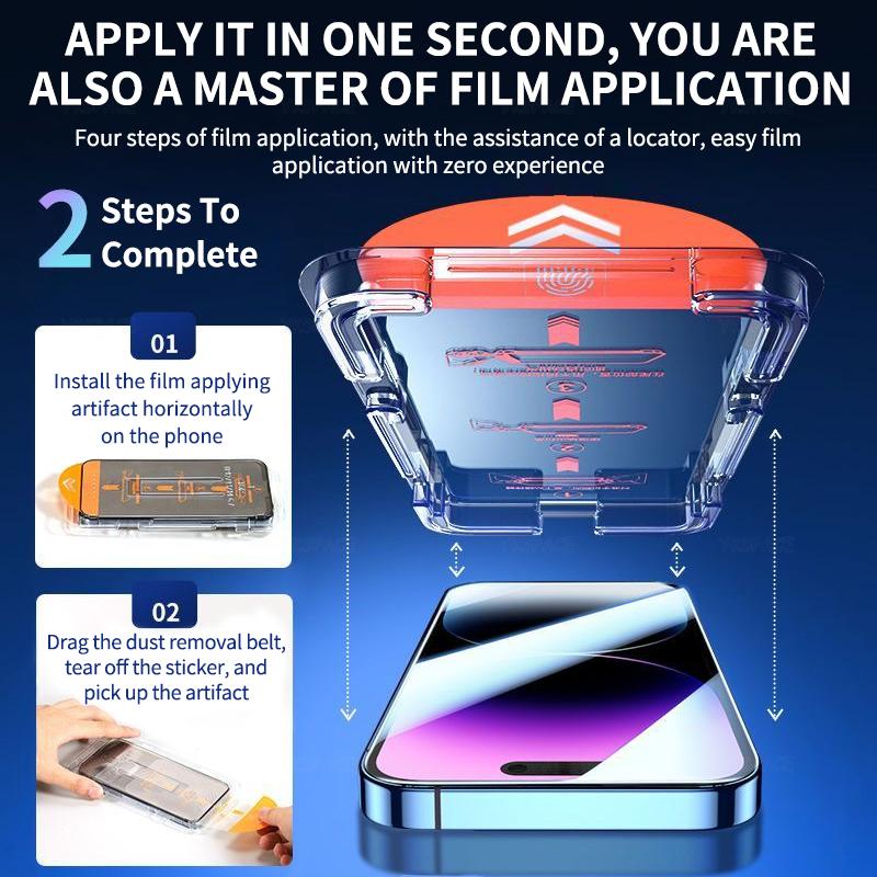 2Pcs Alignment Mount Dust Free Kit HD Clear 9H Tempered Glass For iPhone 16 15 14 Plus 13 12 11 Pro XS Max XR Screen Protector