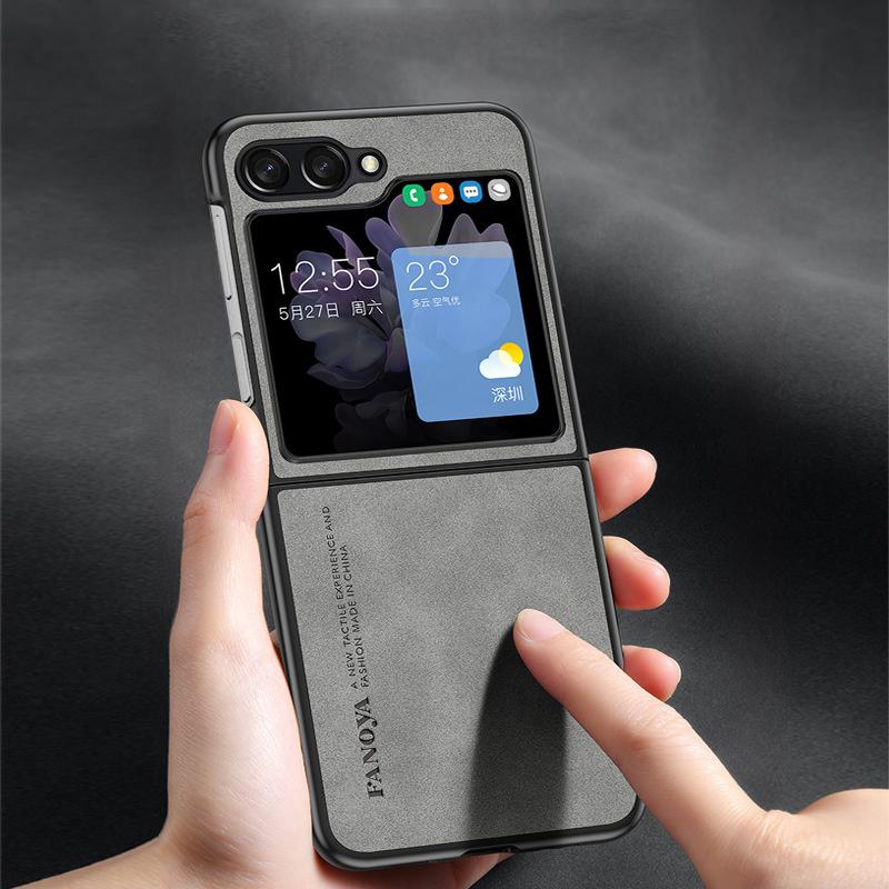 Luxury Lambskin Leather Cover For Samsung Galaxy Z Flip 5 4 3 Flip5 Flip4 Flip3 Shockproof Hard Case