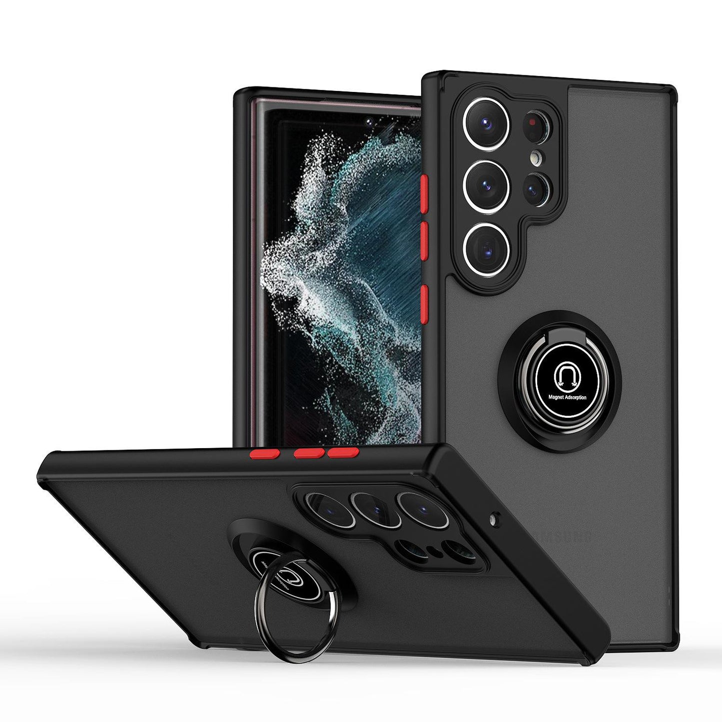 For Samsung S24 S23 S22 Anti Drop Stand Frosted Protective Case Shockproof Matte Hard Back Cover