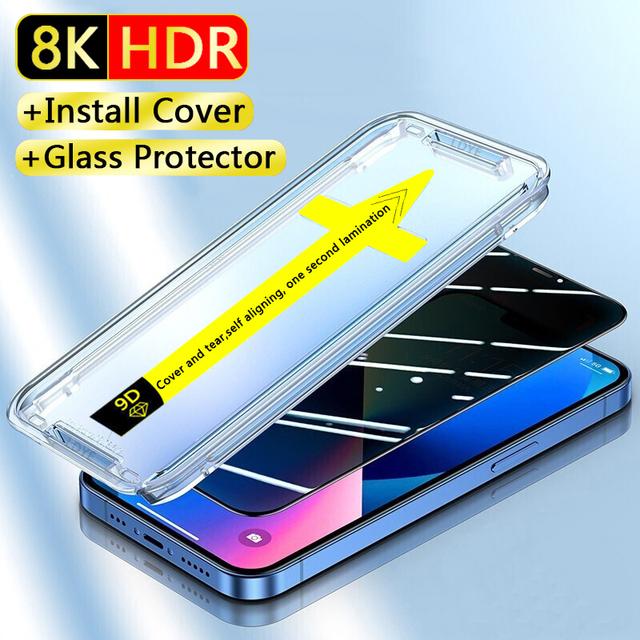 For iPhone 16 15 14 13 12 11 Pro Max XS X XR, Full Cover Screen Protector Tempered Glass Anti-Static Explosion-Proof Film Fast Installation