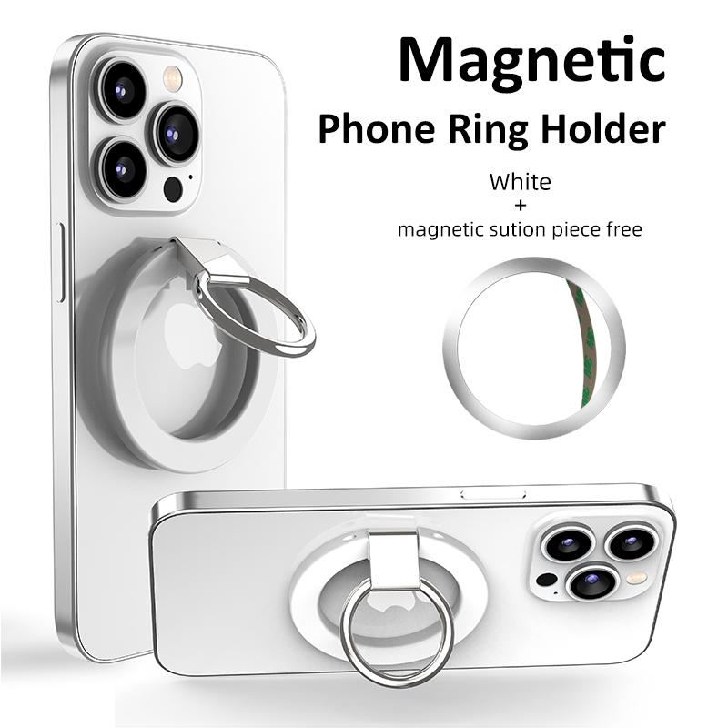 180 Degree Rotation Electroplating Zinc Alloy Strong Magnetic Finger Ring Phone Holder Damping Fold Stable Support Multi-angle Ring, for iPhone 16 15 14 13 12 for Samsung S25 S24 S23