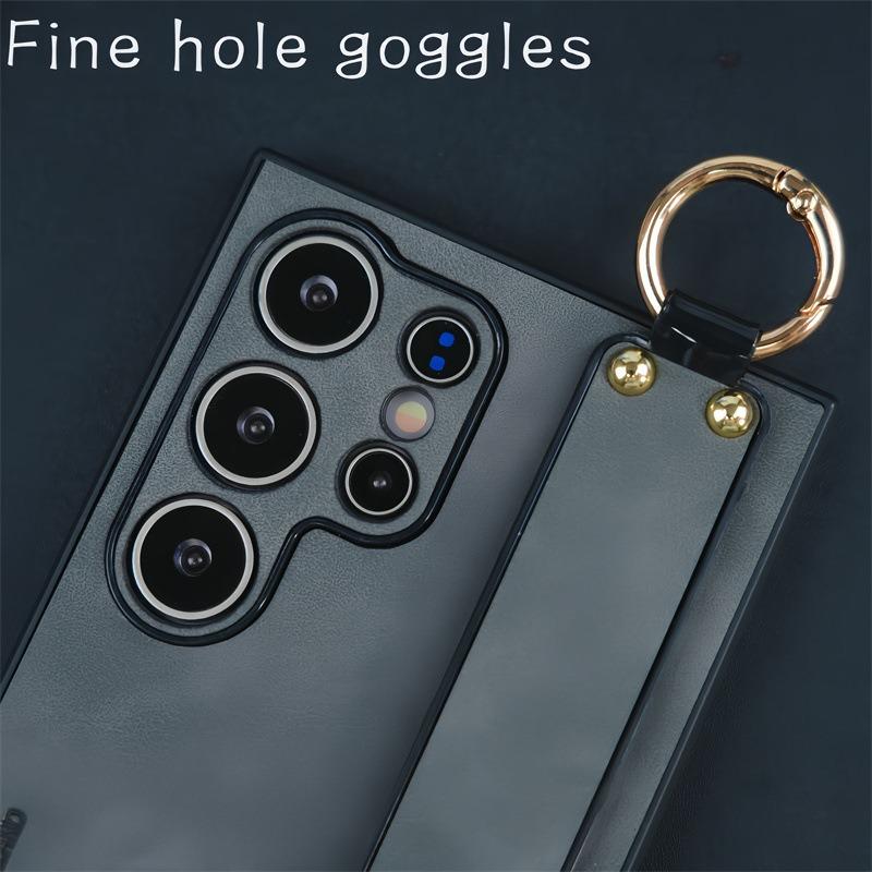 For Samsung S25Ultra S25 S24 S23 S22 S21 Case With Wristband, Matte Durable Faux Leather Kickstand Shockproof Phone Case