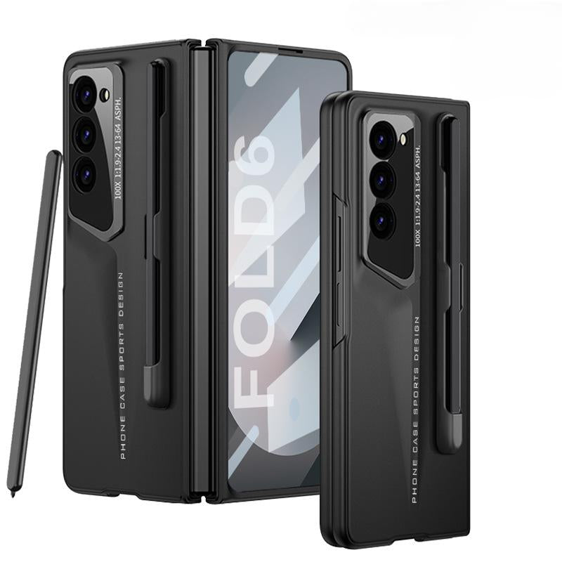 Pour Samsung Z Fold6 Case, Blade Point Men Matte Business Case avec fente pour stylo, étui de téléphone élégant de luxe Protection de l'appareil photo Coque rigide antichoc