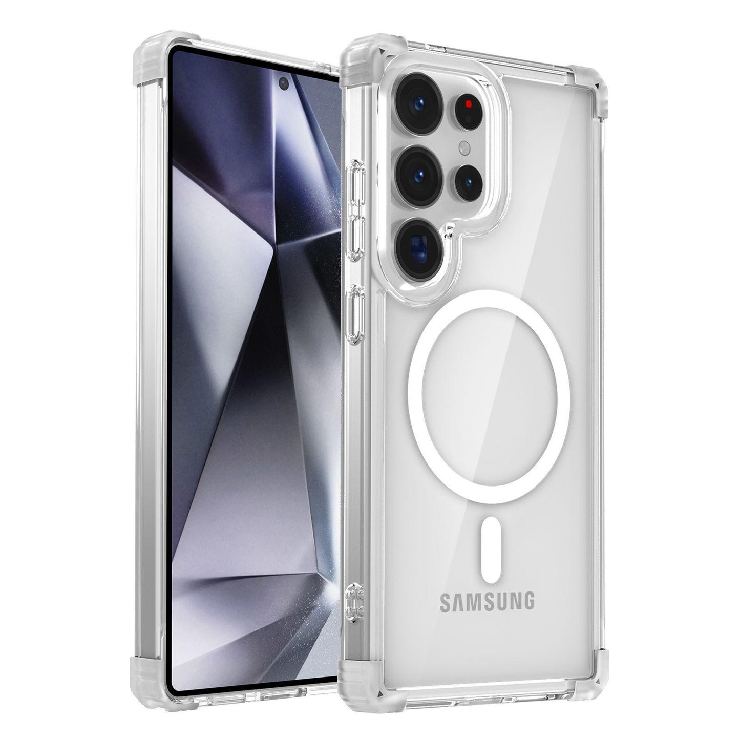 HD Acrylic Transparent Strong Magnetic High Protection Four Corner Shockproof Phone Case For Samsung S25Ultra S24 S23 S22 S21 Note20 Not Yellowing Clear Hard Full Cover