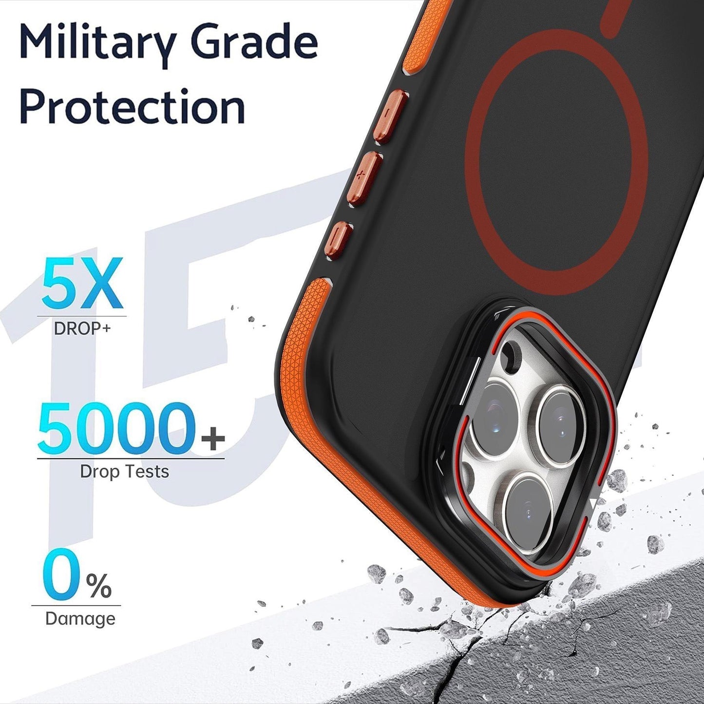 For iPhone 16 15 14 13 12 Pro Max Phone Case, Premium Matte Strong Magnetic Metal Camera Kickstand Acrylic Shockproof for Magsafe Anti-Fall Bumper Hard Full Cover
