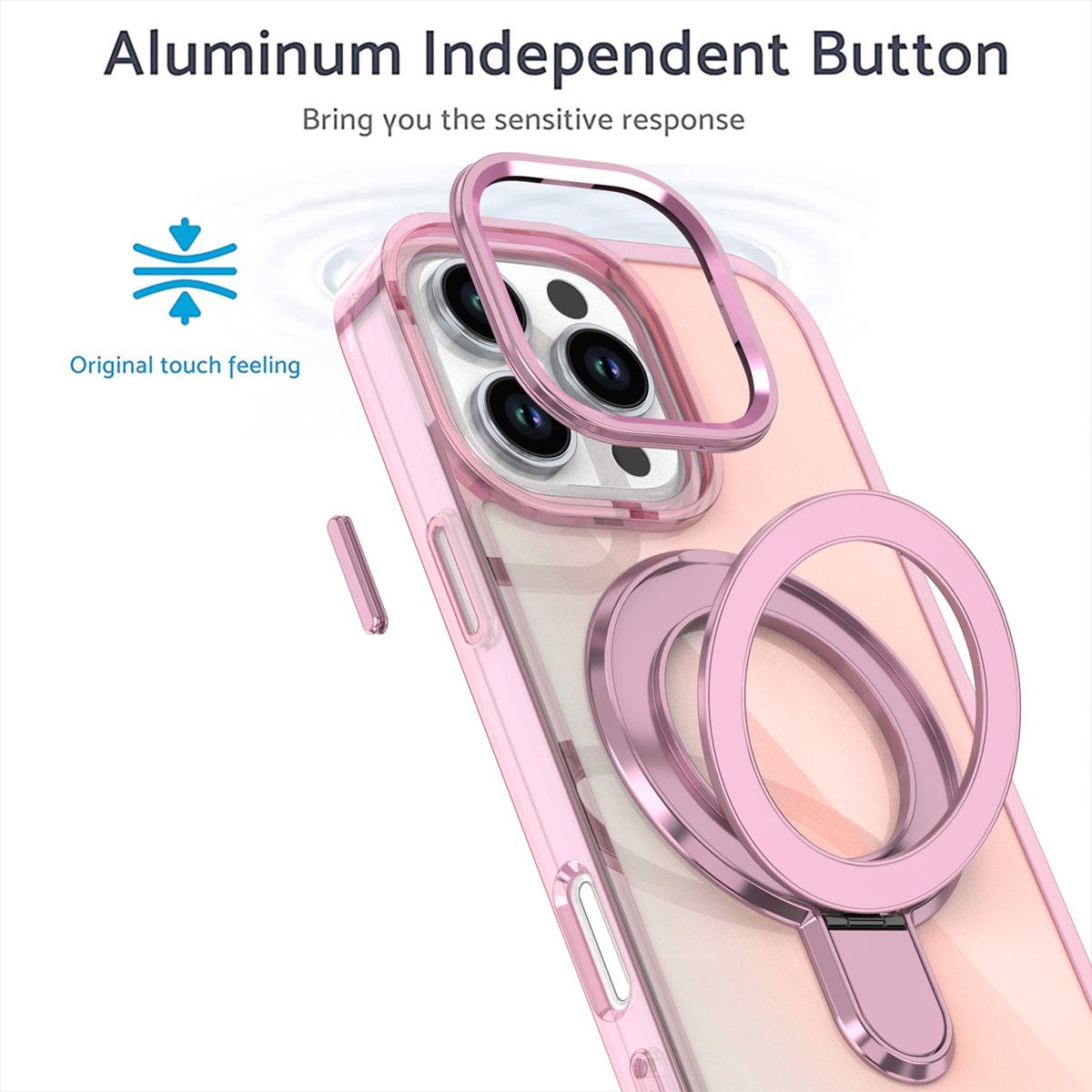 Colorful Laser Magnetic Bracket Large Hole Phone Case For iPhone 16 15 14 13 12 Pro Max MagSafe Sparkling Color Back Cover