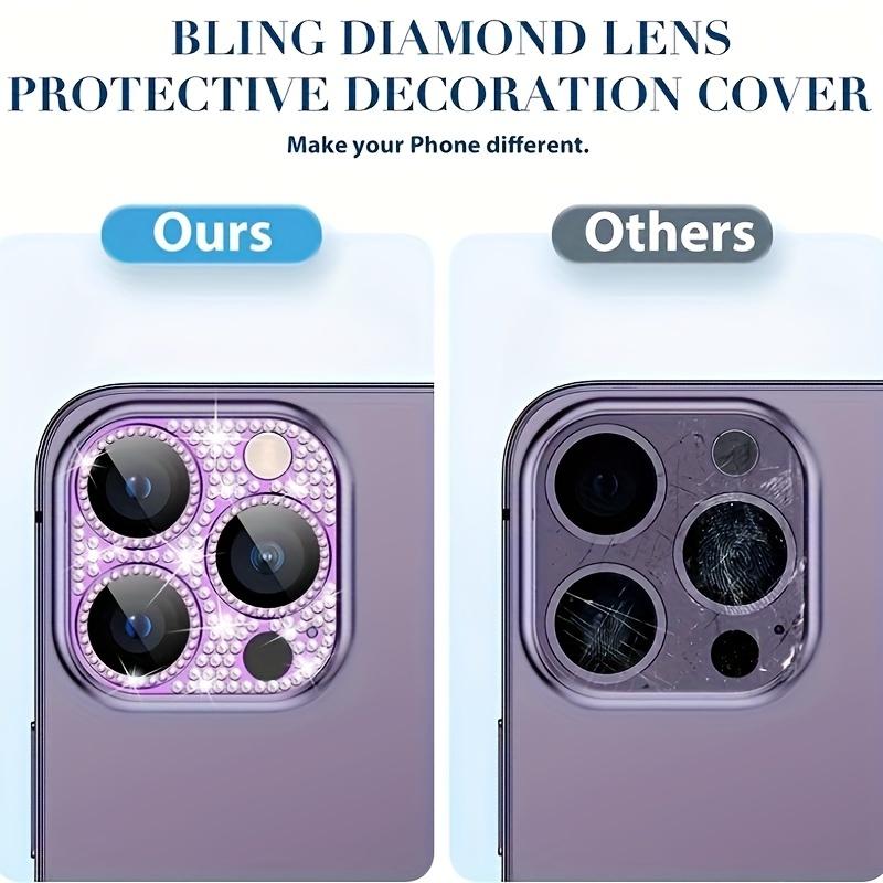 Glitter Rhinestone Metal Camera Lens Protector Glass For iPhone 16 15 14 13 Pro Max Shining Full Cover Camera Lens Protector Case