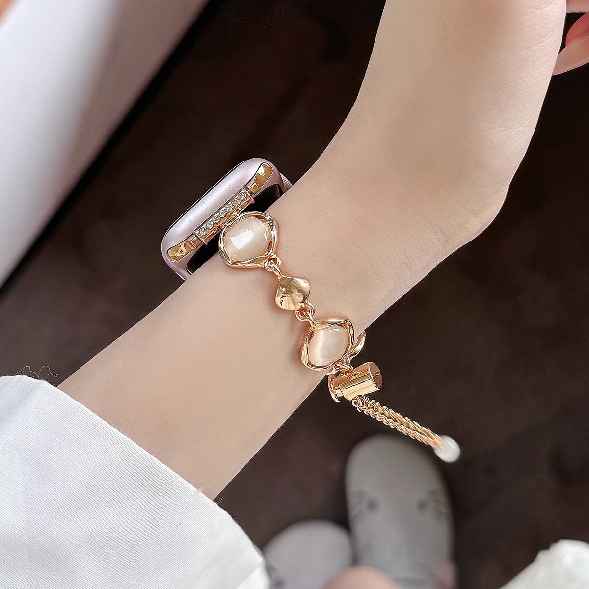Crystal Colorful Stone Chain Metal Strap for Apple Watch 44mm Band 45 42 38 41 Ultra 49mm Link Bracelet for IWatch Series 9 8 7 6 SE 5 4