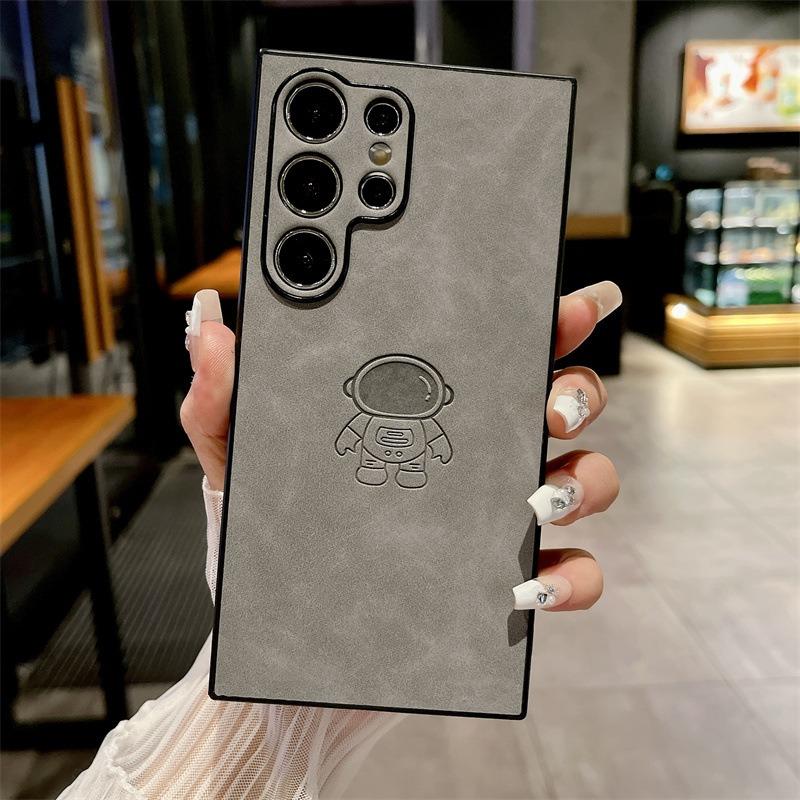 For Samsung S25Ultra S25Edge S24 S23 S22 S21 Note20 A16 A26 A36 A55 A56 Case, Astronaut Pattern Matte Suede Leather Shockproof Hard Phone Case