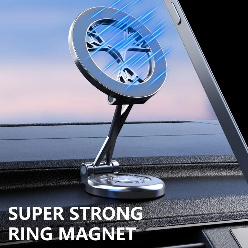 All Metal Strong Magnetic Car Phone Holder for iPhone 16 15 14 13 12 Cellphone Holder 360 Degree Rotating Car Dashboard Mounted Phone Stand