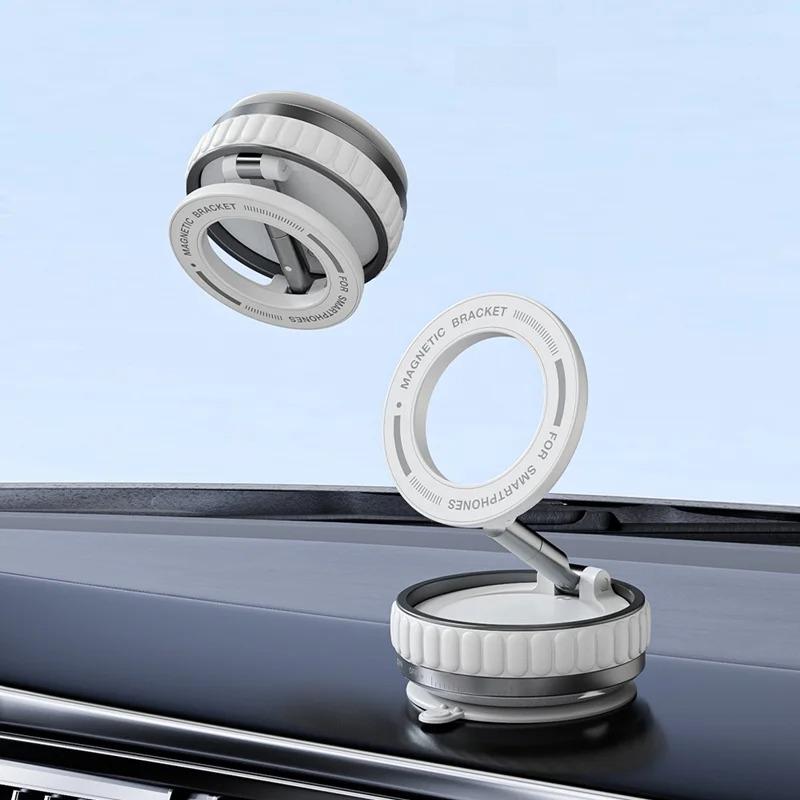 Upgrade Three-axis Flexible Alloy 360° Magnetic Vacuum Adsorption Double-sided Fold Rotating Multi-angle Strong Suction, Stable Holder, Hands Free Automobile, Adjustable Mount for All Phones