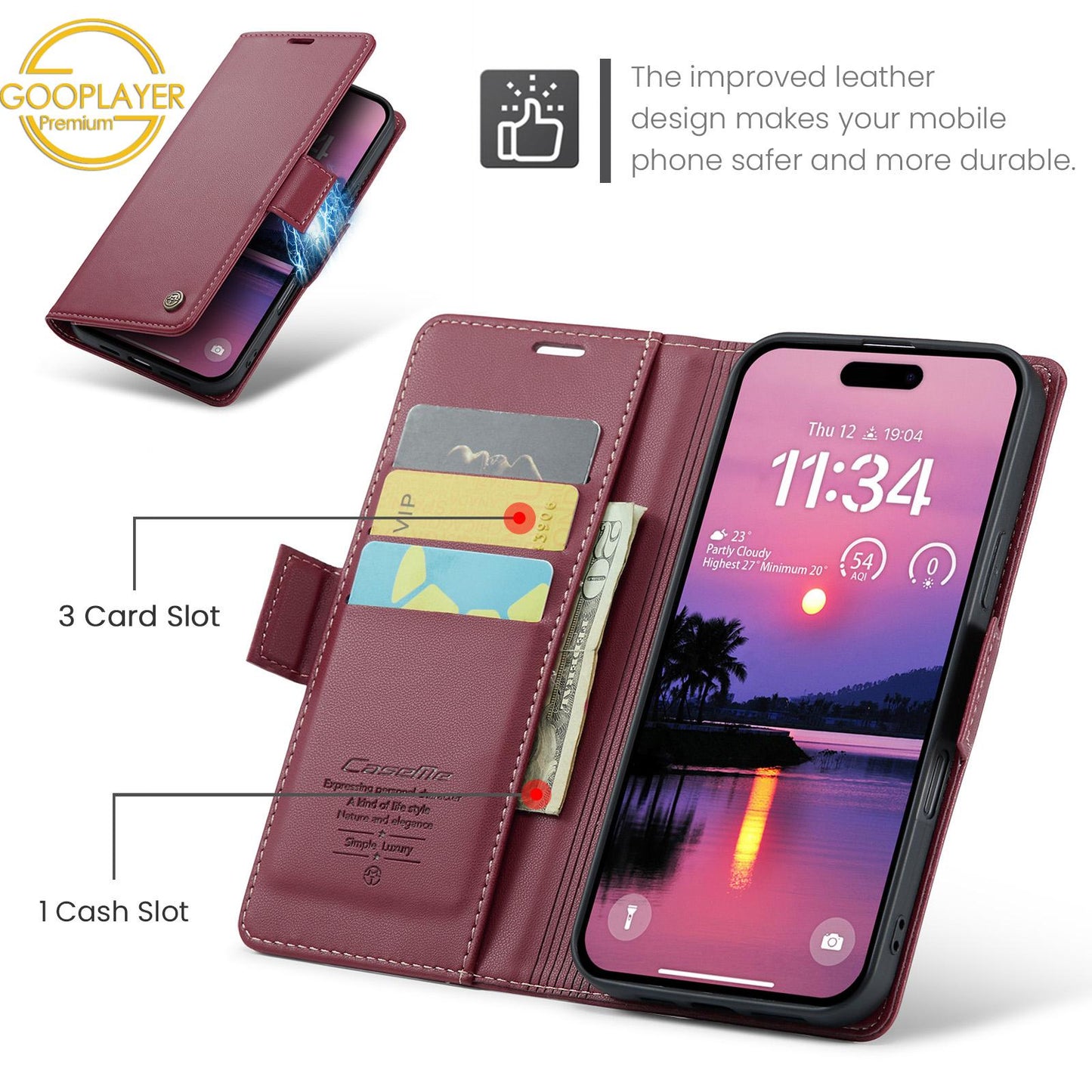 For iPhone 16 15 14 13 12 Pro Max Phone Case, Luxury Leather Wallet Card Bag Shockproof Kickstand Business Magnetic Full Cover